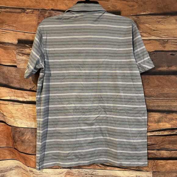 J Ferrar Men's Small Gray Striped Short Sleeve Button Down Shirt Casual Cotton - Picture 4 of 6